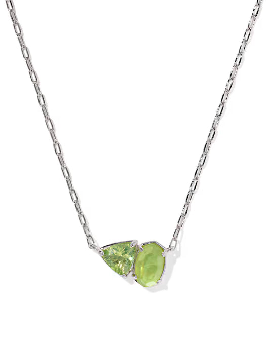 Tatum silver light green mix necklace