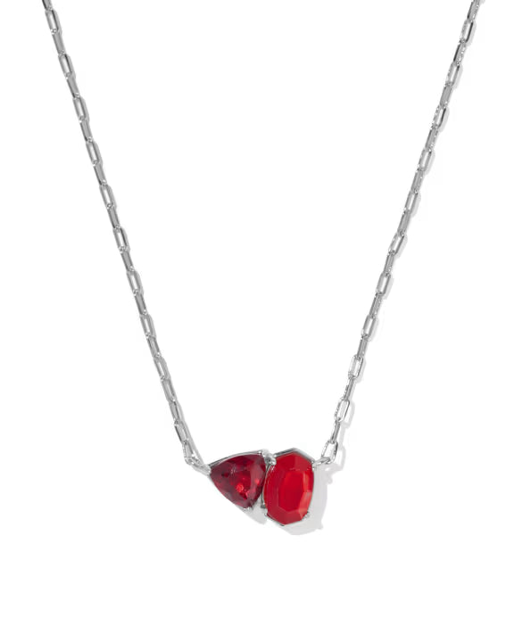 Tatum silver red mix necklace