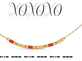 XOXOXO morse code necklace