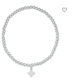 Classic Sterling 3mm Bead Bracelet- Signature Cross Sterling Charm