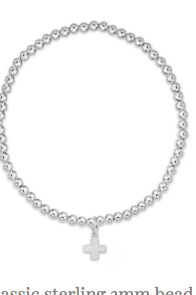 Classic Sterling 2mm Bead Bracelet- Signature Cross Small Sterling Charm