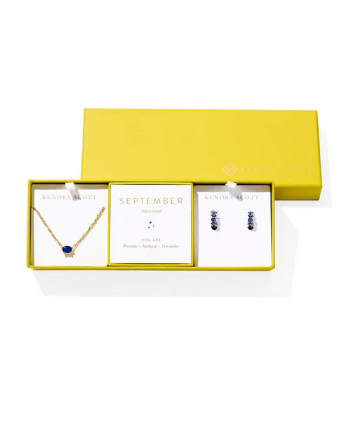 Cailin Birthstone Gift Set Gold Blue Crystal September
