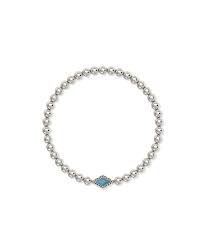 Abbie silver Beaded Stretch bracelet light blue pearl