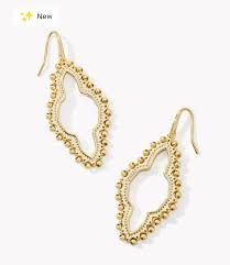 Abbie gold beaded open frame earrings