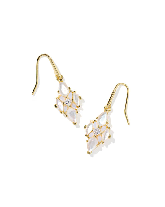 Abbie gold neutral crystal drop earrings