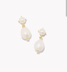 Eve gold pearl drop earrings