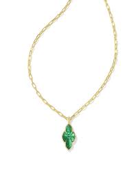 Abbie pave framed gold green illusion necklace