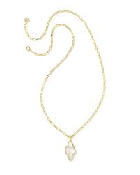 Abbie pave framed gold ivory pearl necklace