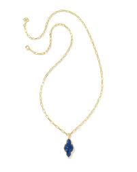 Abbie pave framed gold navy abalone necklace