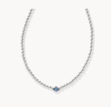 Abbie silver beaded light blue pearl necklace