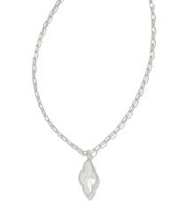 Abbie pave framed silver ivory pearl necklace