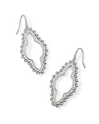 Abbie silver beaded open frame earrings