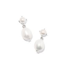 Eve silver pearl drop earrings