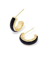 Ainsley gold black enamel huggie hoop earrings