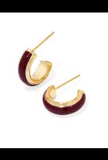 Ainsley gold burgundy enamel huggie hoop earrings