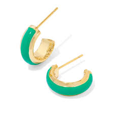 Ainsley gold green enamel huggie hoop earrings