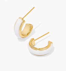 Ainsley gold white enamel huggie hoop earrings