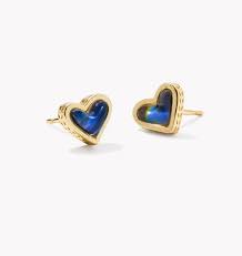 Ari Heart framed gold mood stone stud earrings