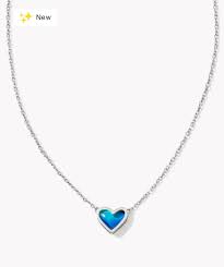 Ari Heart framed silver mood stone necklace