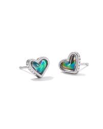 Ari Heart Framed silver mood stone stud Earrings