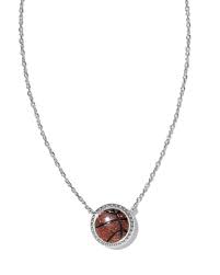 Basketball silver orange goldstone necklace