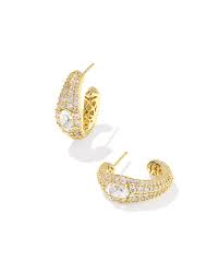 Bella gold white crystal hoop earrings