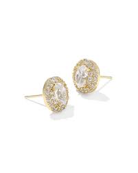Bella gold white crystal stud earrings
