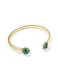 Bella gold green crystal cuff bracelet