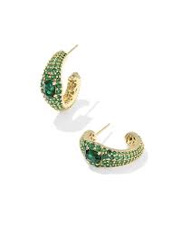 Bella gold green crystal hoop earrings