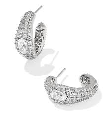 Bella silver white crystal hoop earrings