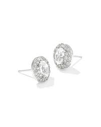 Bella silver white crystal stud earrings
