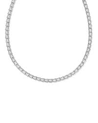 Bella silver white crystal tennis necklace