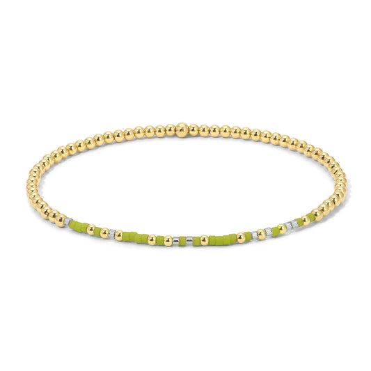 Be The Change Gold Beaded Morse Code Bracelet