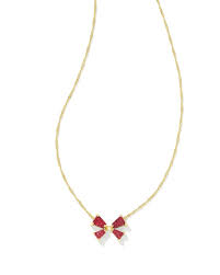 Blair Bow gold bright red drusy necklace