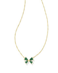 Blair Bow gold emerald drusy necklace