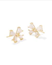 Blair Bow gold iridescent drusy stud earrings