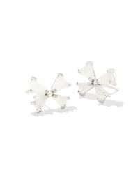 Blair Bow Silver iridescent drusy stud earrings