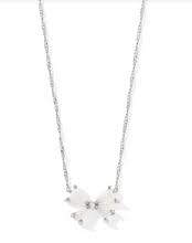 Blair Bow silver iridescent drusy necklace