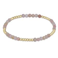 Blissful gold Pink Opal 2.5mm Beaded Bracelet