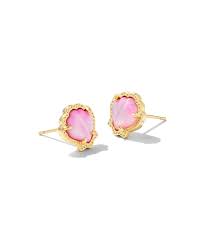 Brynn Shell gold blush pearl stud earrings