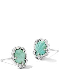 Brynne Shell silver sea green stud earrings