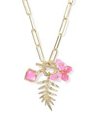 Bianca Butterfly Gold Pink Charm Necklace