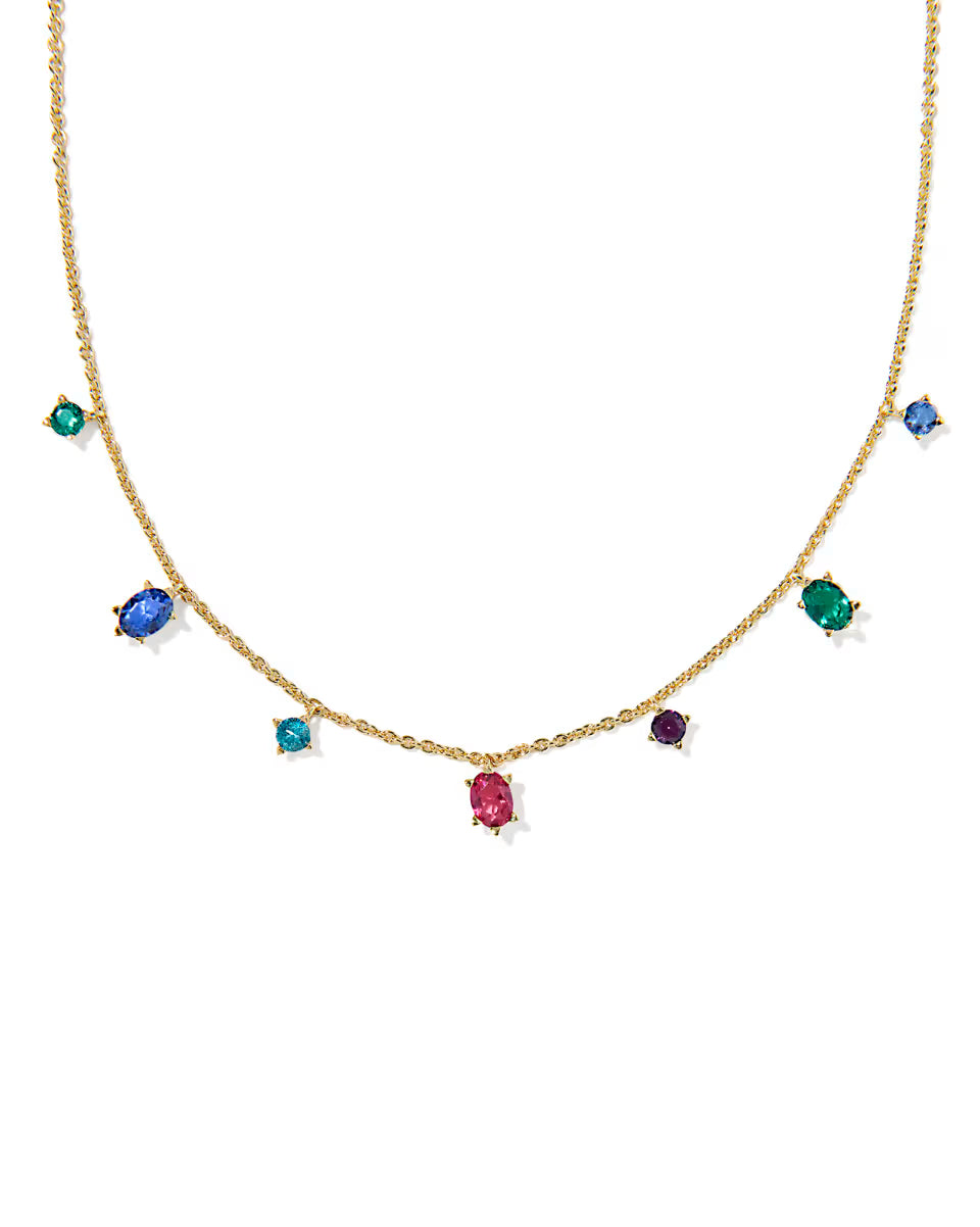 Cailin Gold Multi Color Crystal Strand Necklace