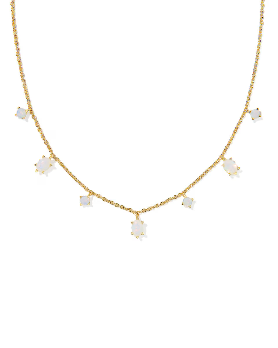 Cailin Gold White Iridescent Crystal Strand Necklace