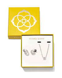 Calin silver crystal necklace and earrings gift set