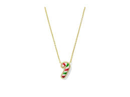 Candy Cane Pendent Necklace Gold Red and Green Mix