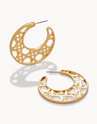 Cane gold hoop earrings