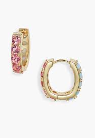 Chandler gold pink blue mix huggie earrings