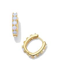 Chandler gold white opalite huggie hoop earrings