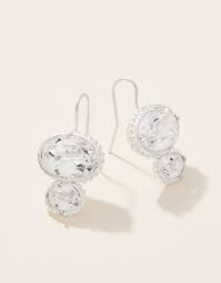 Cristal Dual oval silver earrin